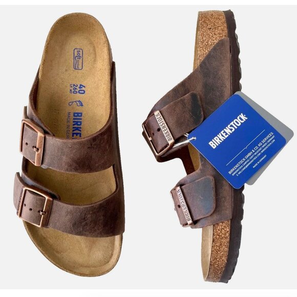 NEW! BIRKENSTOCKS ARIZONA SOFT FOOTBED HABANA OILED LEATHER SANDALS WOMENS 40 9 - Picture 8 of 14